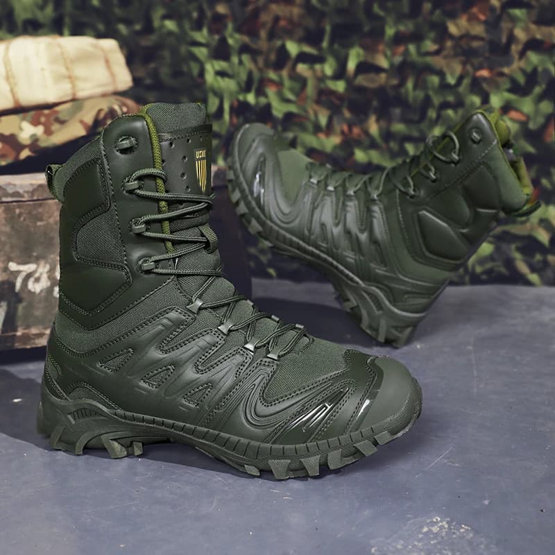 Stivali da esterno alti di tendenza da uomo stivali da trekking comodi antiscivolo quattro stagioni stivali da allenamento tattici protettivi professionali
