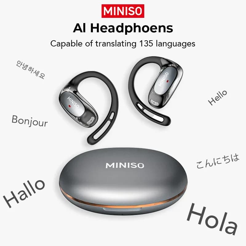 MINISO MS202 Bluetooth V6.0 Headphones OWS Wireless Headphones Music Stere AI Translation Earphones Low Latency Long- life