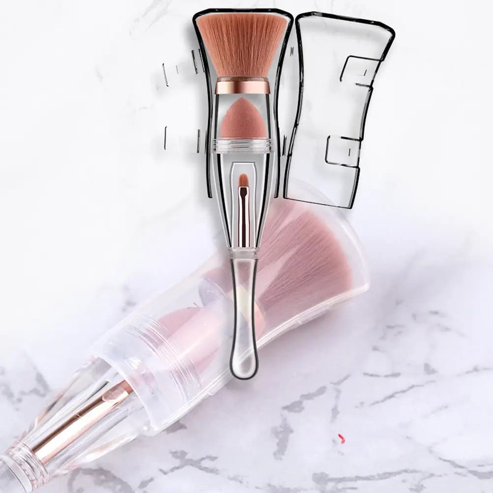Set di Pennelli da Trucco Multiuso Compatti in Lana Densa per Fondotinta, Cipria e Blush, Applicatore per il Viso, Ideale per Viaggi e Bellezza Femminile
