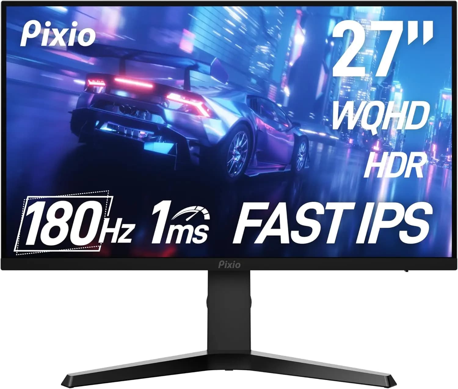 Monitor da Gaming QHD IPS Veloce da 27 Pollici, 180Hz, 1ms di Risposta, Adaptive Sync, Supporto Regolabile