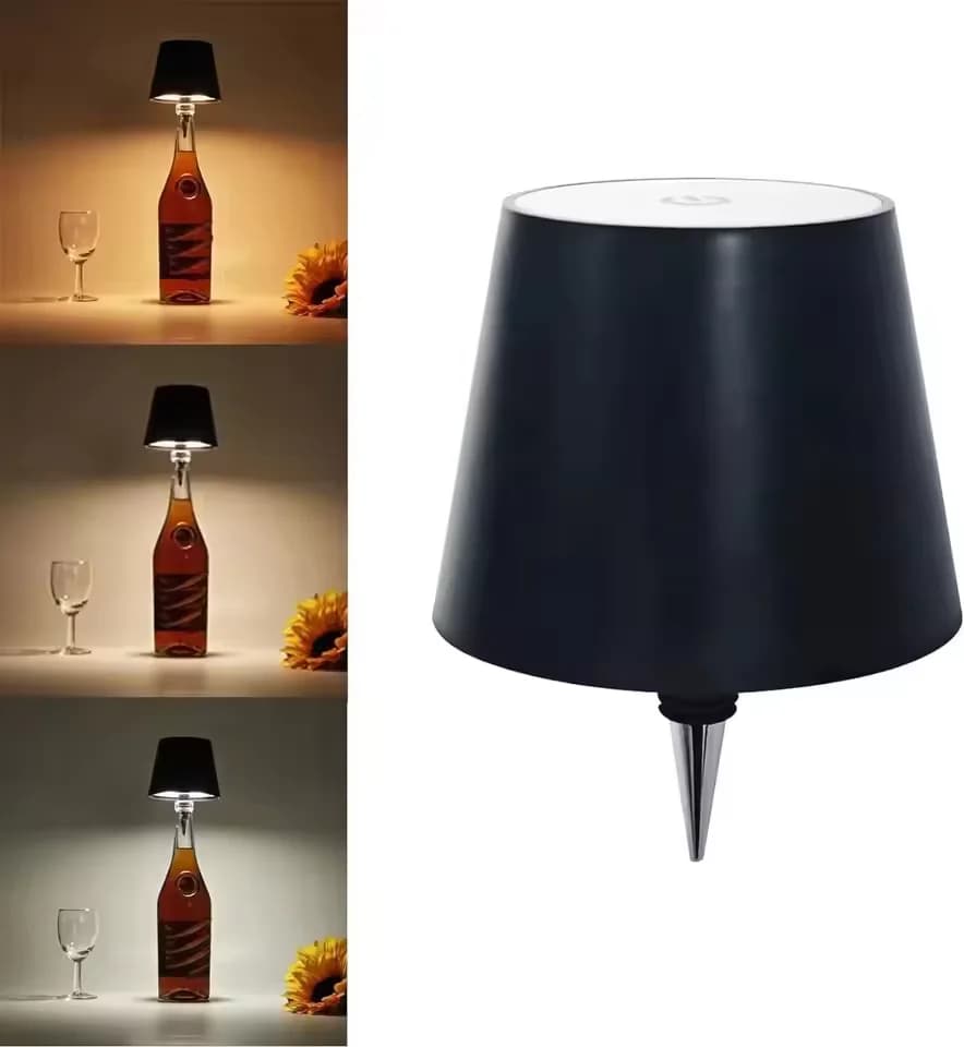 Lampada da tavolo con bottiglia di ricarica USB a 3 colori, controllo touch e lampada da notte con regolazione continua, adatta per luci da scrivania per bottiglie di vino da bar