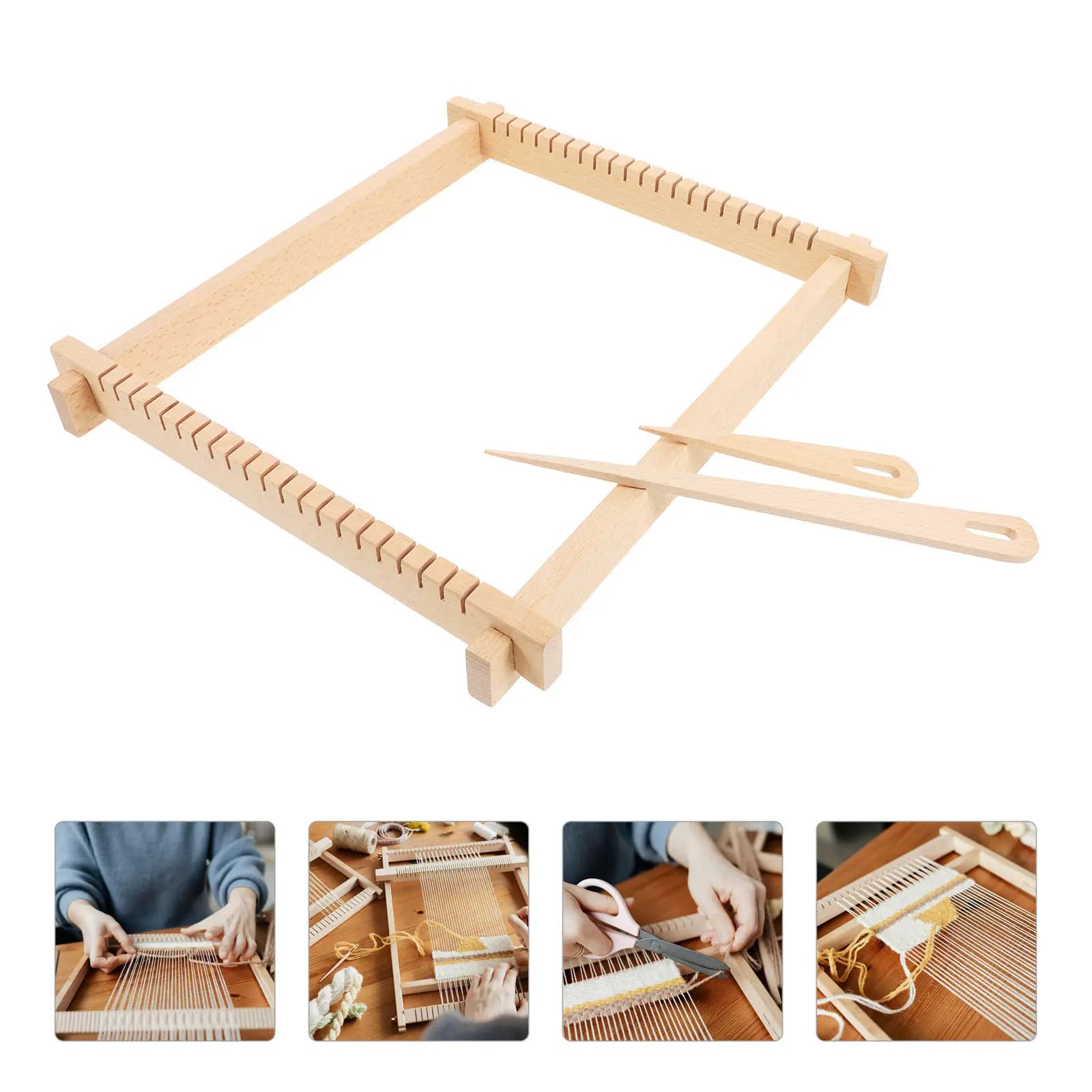 1Set Wooden Frame Weaving Kit for Beginners Tapestry Loom DIY Handicraft Tool Creative Adult Weaving Machine Solid Wood Portable