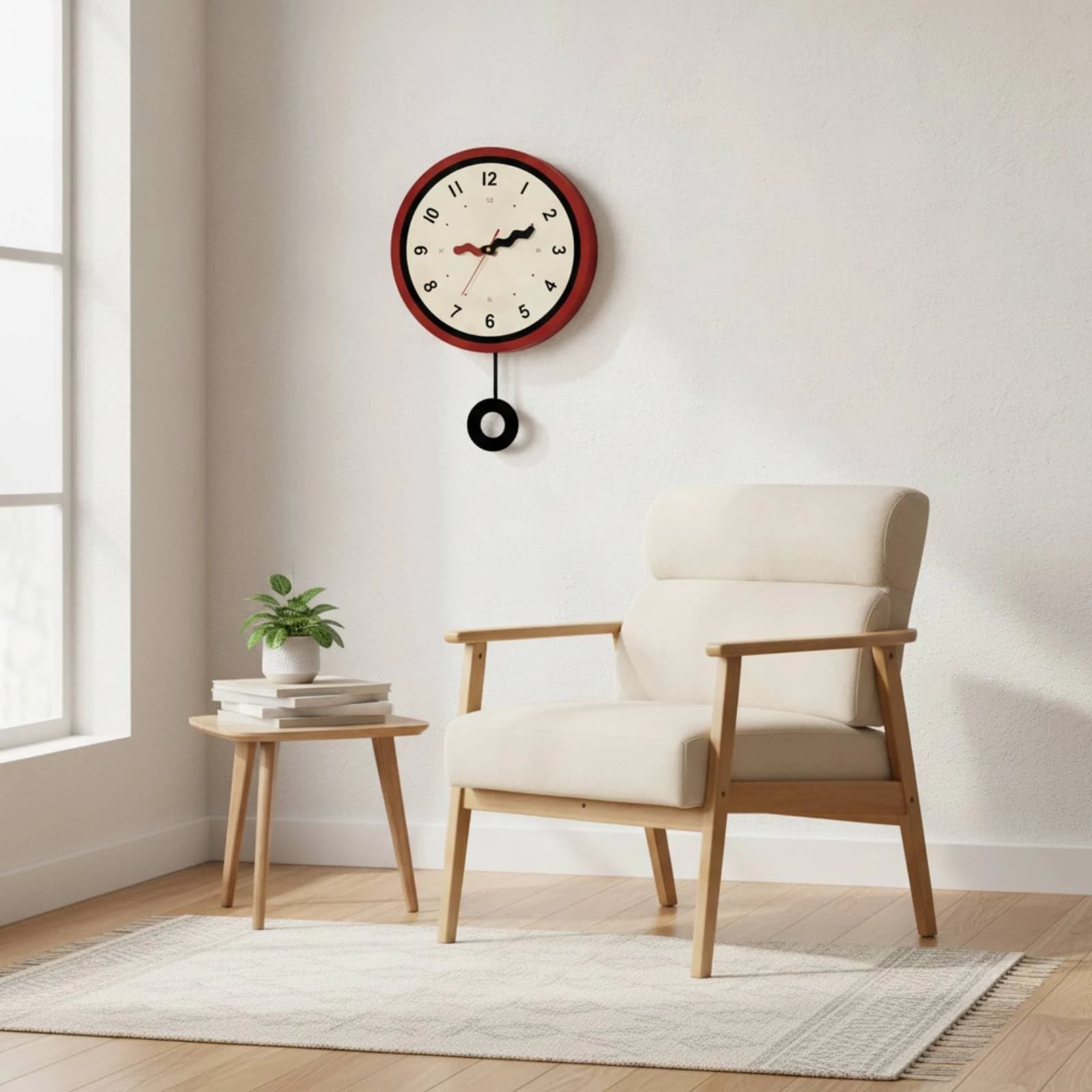 Wall Clock with Pendulum Analog Pendulum Wall Clock Classic Modern for Homeowners, Living Room, Entryway