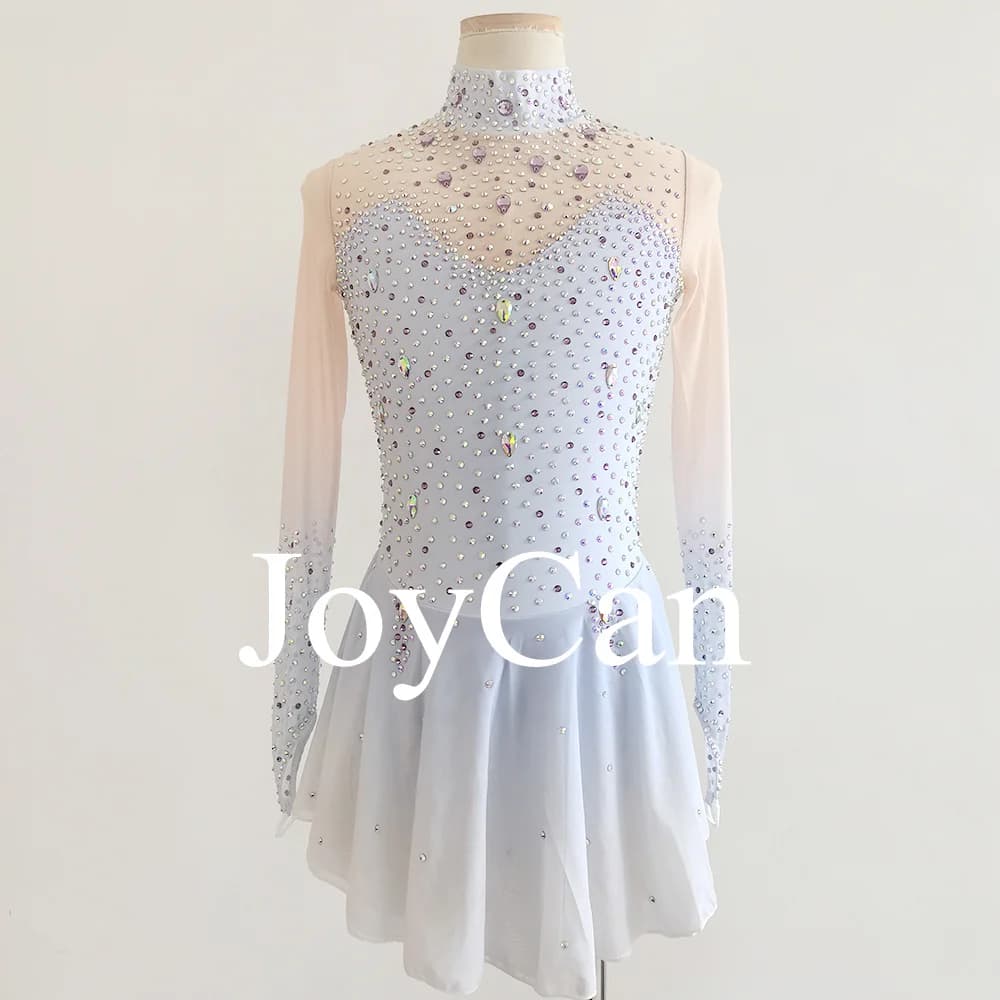JoyCan Pattinaggio di Figura sul Ghiaccio Vestito da Ragazza Blu Spandex Elastico Competizione Abbigliamento da Ballo Personalizzato BD8477
