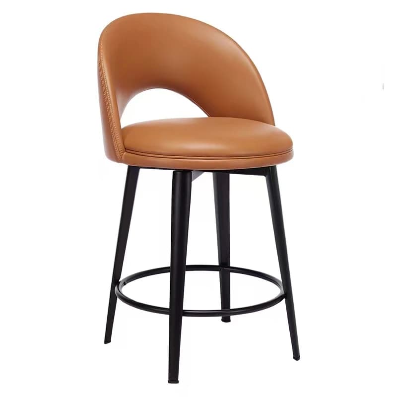 Sgabello da Bar Minimalista Italiano con Schienale Morbido, Sedia Moderna in Legno Massello per Caffetteria con Supporto Lombare