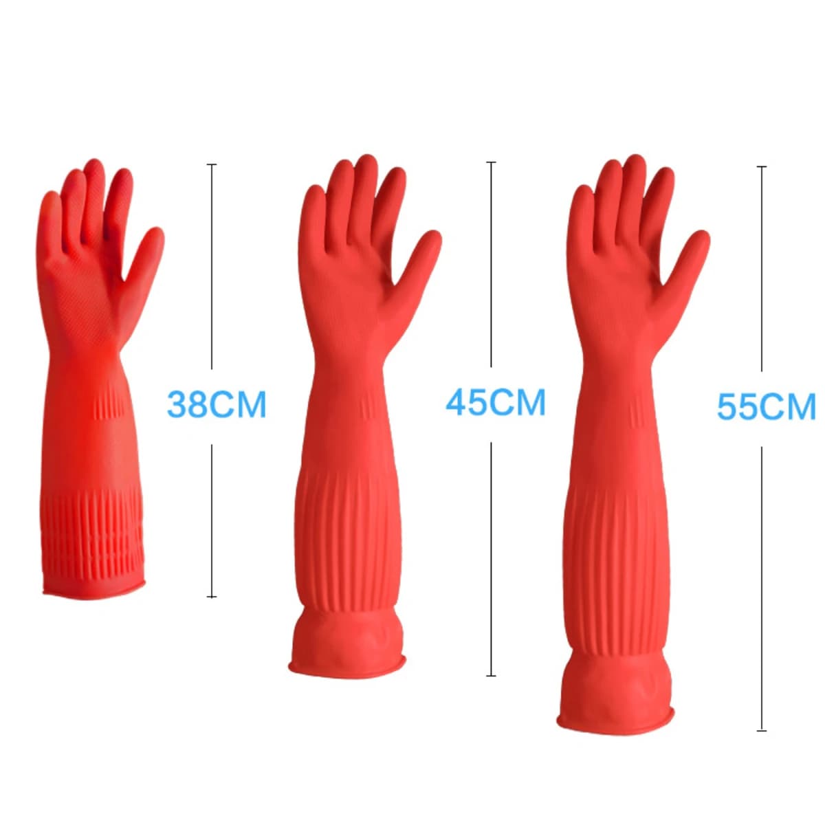 Guanti per lavare i piatti in lattice lunghi 45 cm con tendini di mucca ispessiti e guanti di gomma estesi Colla per la pulizia del bucato lunga 38 cm invernale