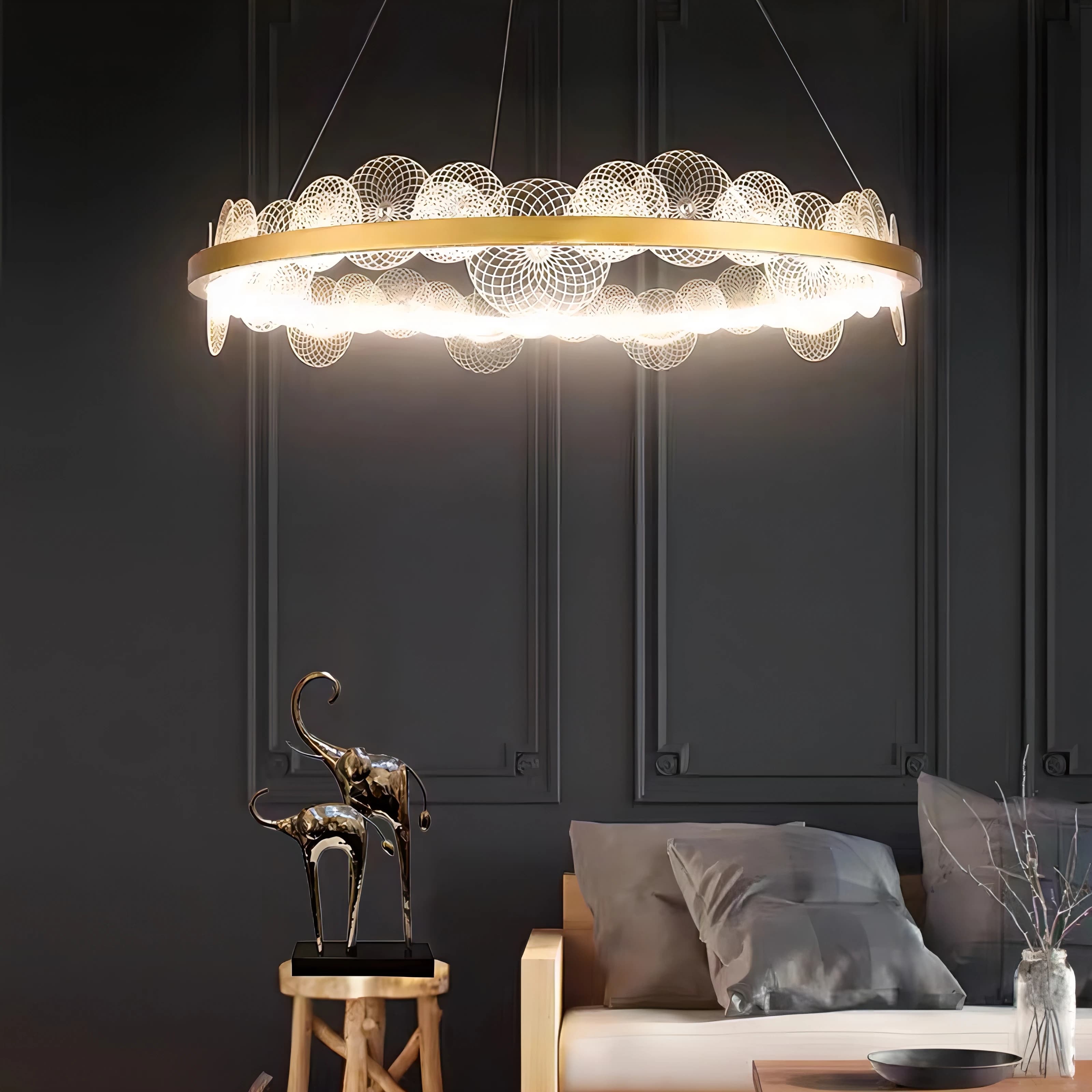2026 Lampadari nordici Anello postmoderno Soggiorno Glassa acrilica Texture Lampade a sospensione a LED Lampada da soffitto per ufficio Decorazioni per la casa Fi