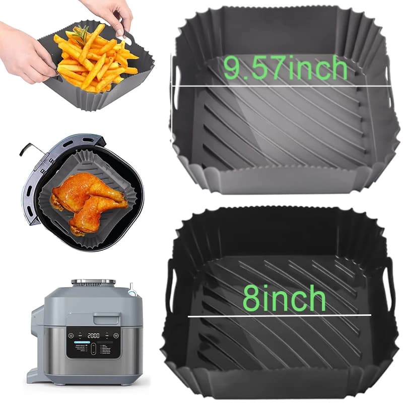Friggitrice ad aria Cestino in silicone Pentola quadrata antiaderente Airfryer Fodera da forno Tappetino riutilizzabile Vassoio da forno Stampo Accessori da cucina