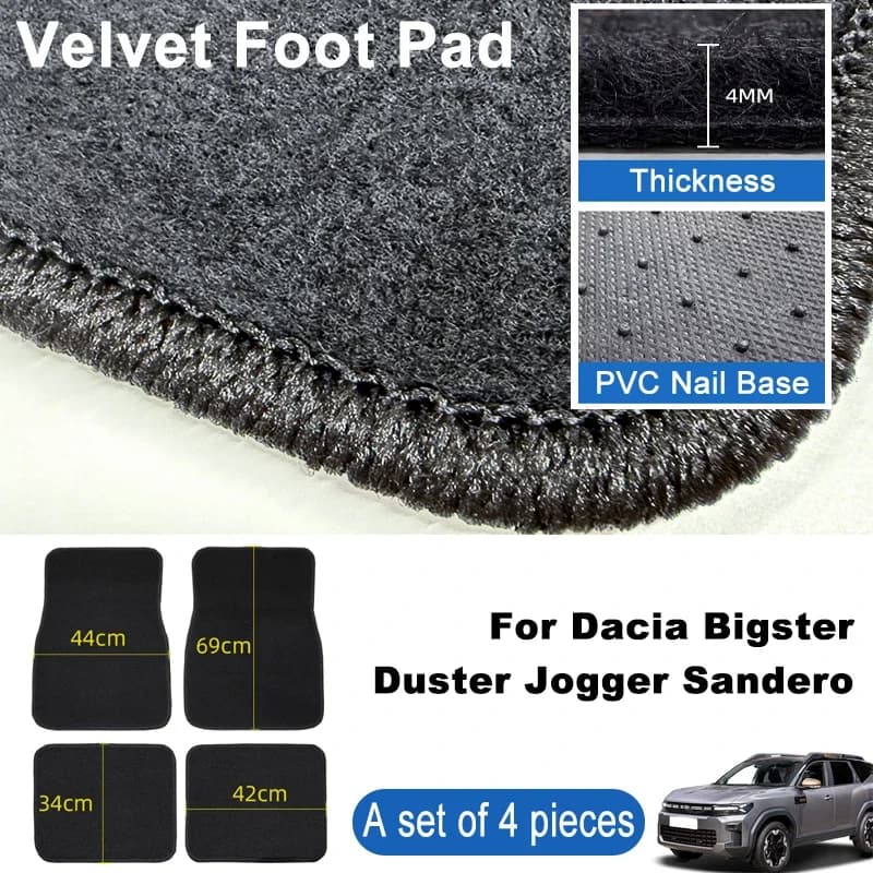 Tappetini per Auto Dacia Bigster Duster Jogger Sandero, Neri Antiscivolo, Set da 4 Pezzi Anteriori e Posteriori, Tappeti e Moquette