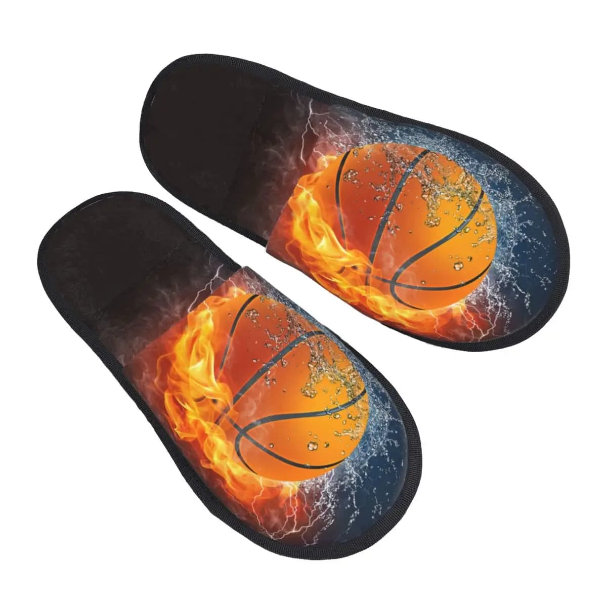 Indoor plush Slippers Basketball on fire and water Soft and hot shoes Homewear Autumn Winter