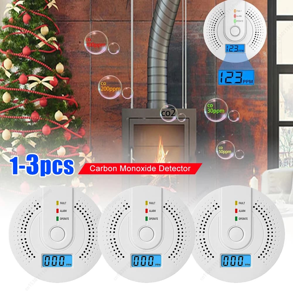 Allarme Digitale CO con Avviso Sonoro, Sensore di Avvertimento Alimentato a Batteria con Indicatore LED, Rilevatore di CO Portatile per Casa e Magazzino