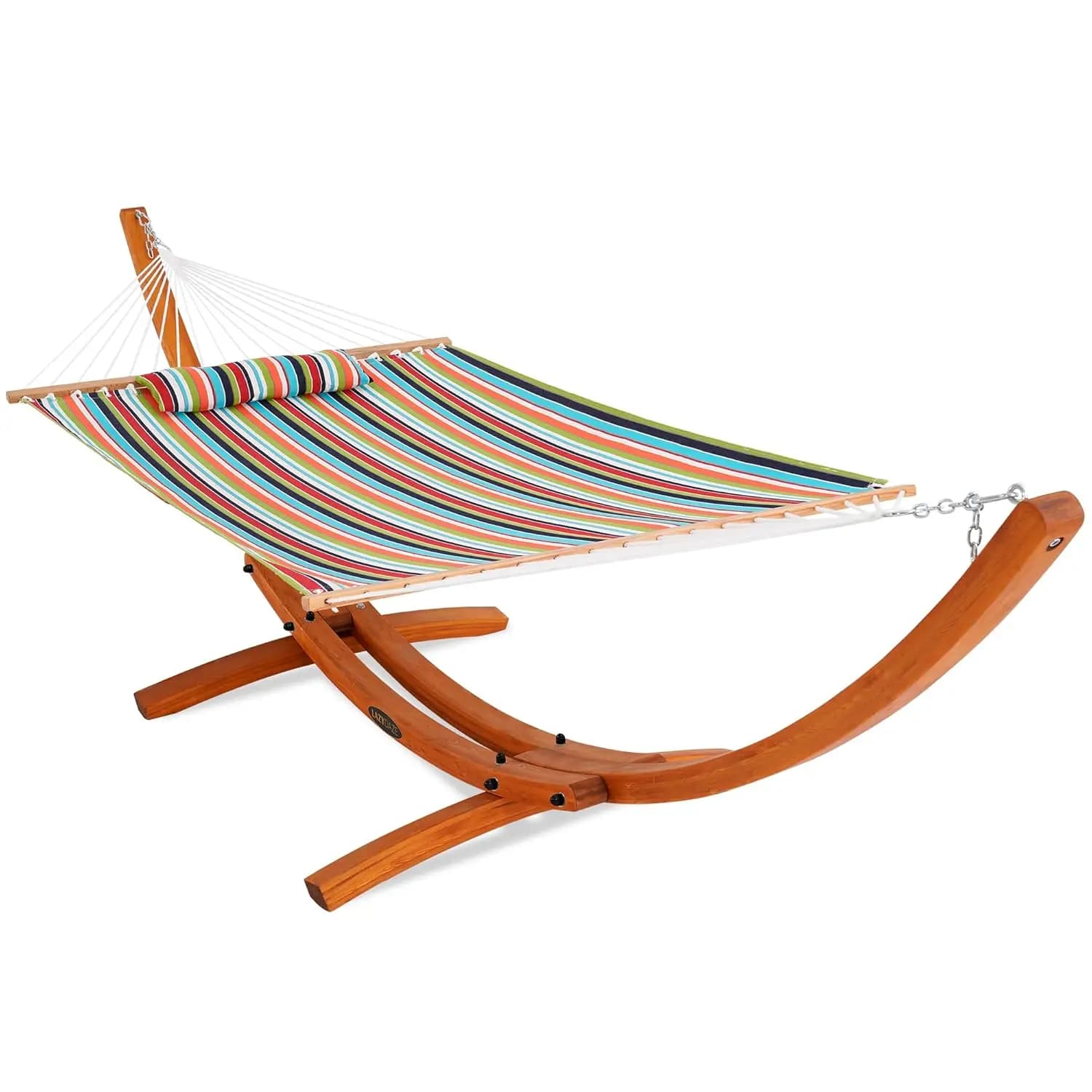 Amaca in tessuto Sunbrella con supporto ad arco in legno da 13FT, Combo amaca da esterno per 2 persone con cuscino in omaggio, per tutte le stagioni e personalizzabile