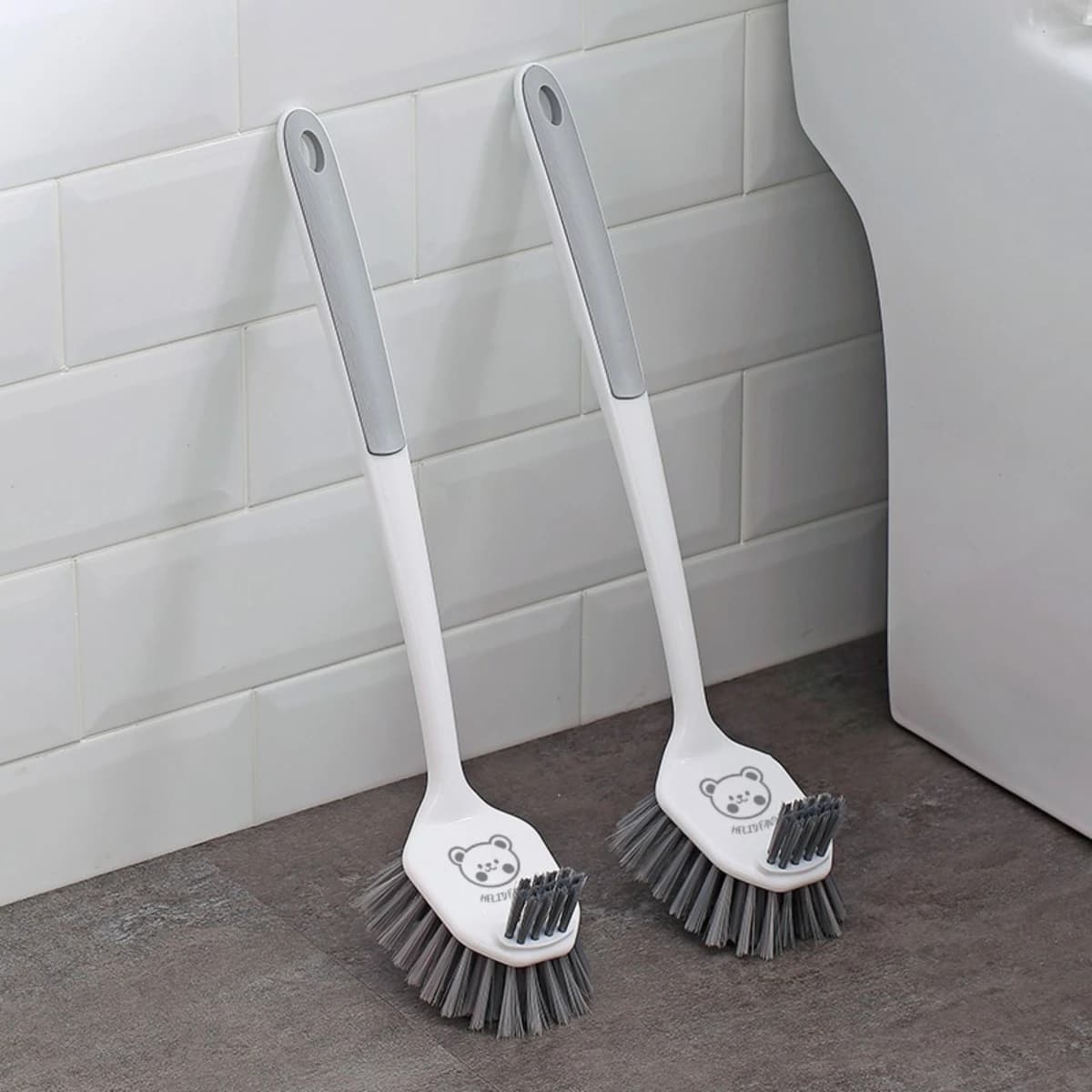 Spazzola per WC in plastica con manico lungo, montabile a parete, senza angoli morti, a doppia faccia, per la pulizia del bagno, accessori per il bagno