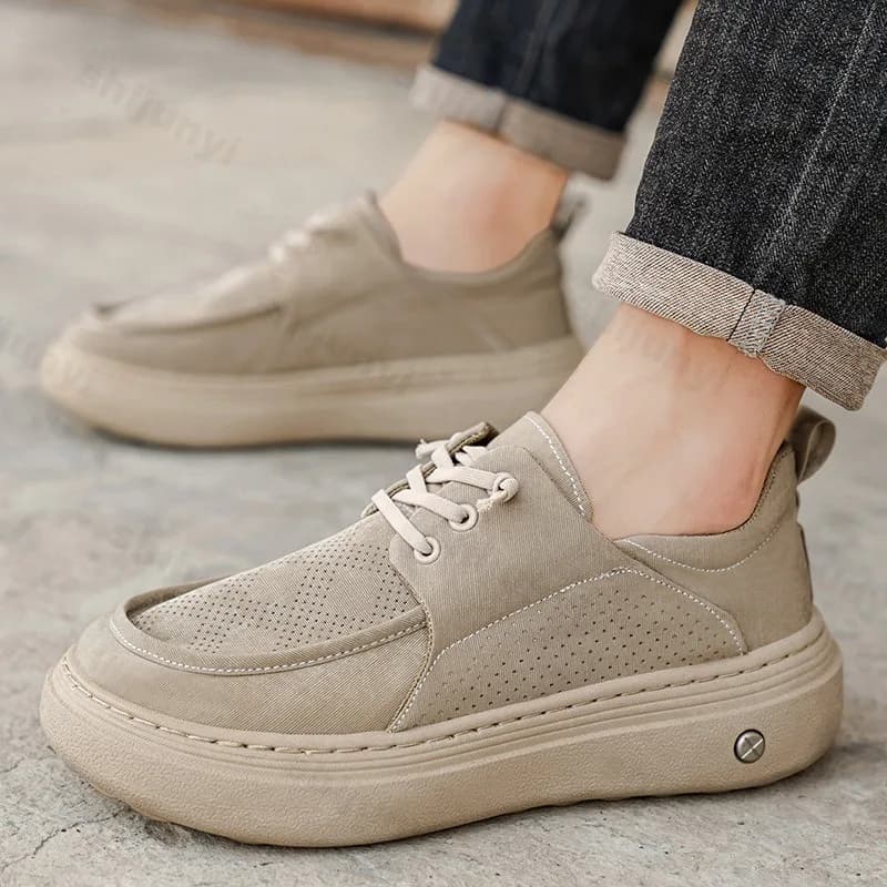 Mens Casual Shoes Fashion Platform Comfort Soft Men Loafers Lightweight Slip on Walking Sneakers Breathable Flats Driving Shoes