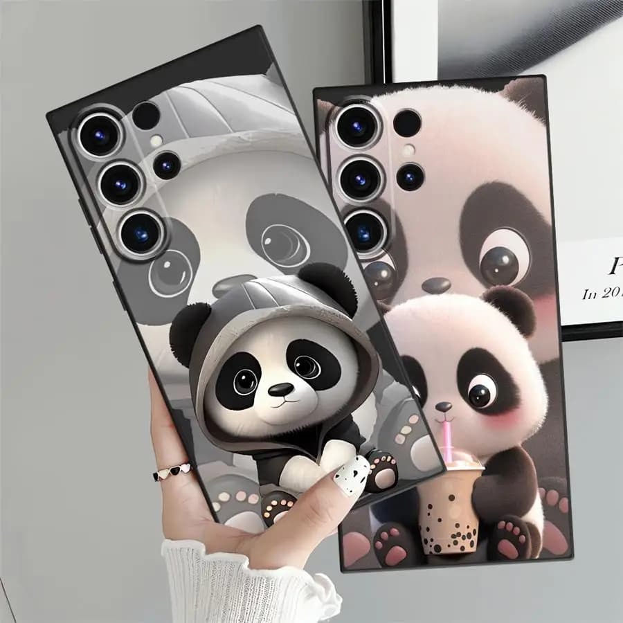 Custodia per Telefono con Simpatico Panda per Samsung Galaxy S25 Note 20 8 9 10 S20 Ultra S26 S10 S9 S23 S24 Plus S21 FE