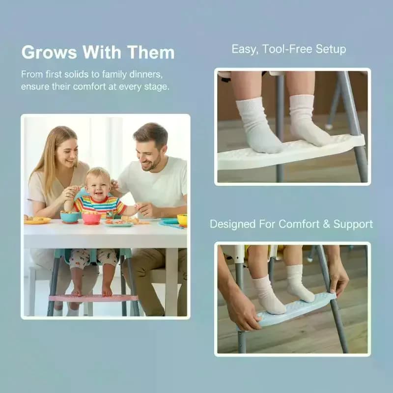 Poggiapiedi per Seggiolone Antiscivolo, Supporto Regolabile in Altezza, Accessori per Sedia, Poggiapiedi per Sedia da Casa, per Bambini che Mangiano