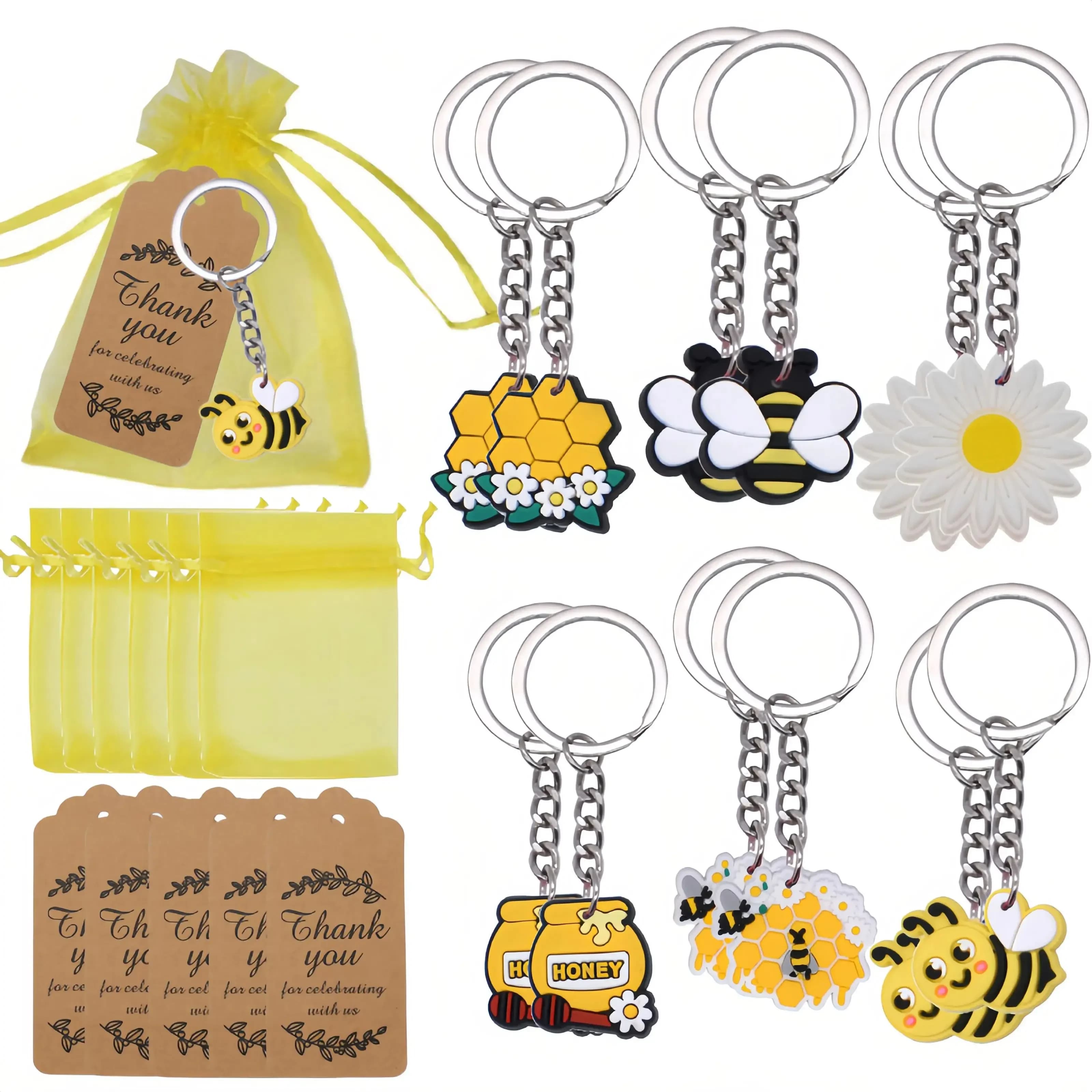 12 set, simpatici portachiavi ape, regali per sacchetti regalo per feste, bomboniere a tema ape, etichette regalo per forniture per feste