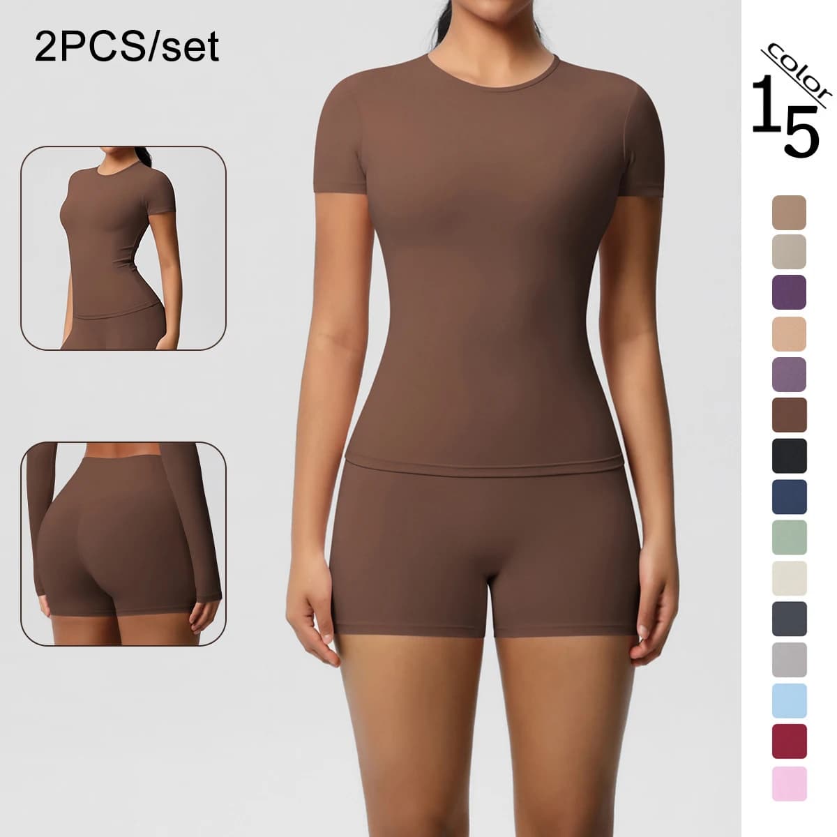 Set 2 Pieces T-Shirts and Shorts Yoga Slim Casual Summer Women's activities, No sewing, Fast drying, for Race Cycling and Sport