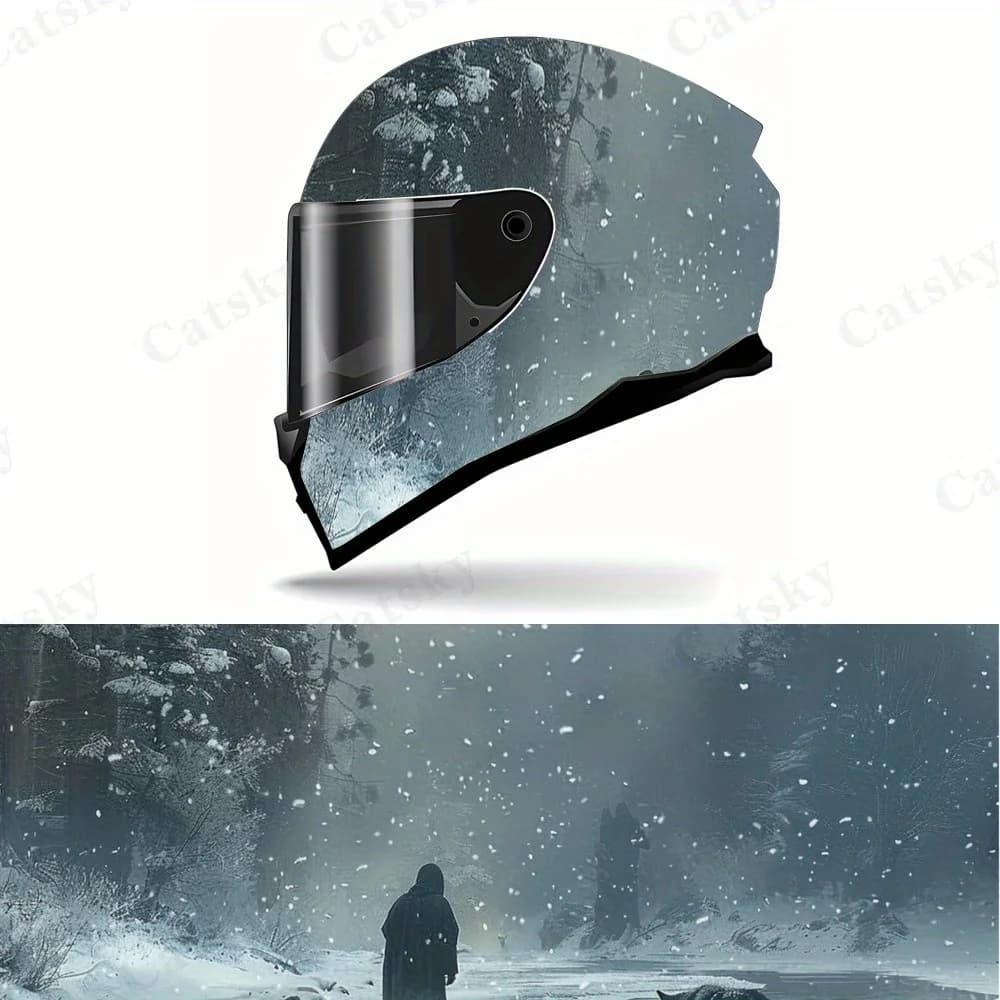 Adesivo per casco da motociclista Snow Wild - PVC resistente all'usura, immagine super intenzionale per il giorno della neve, aggiungi un'atmosfera accattivante al casco