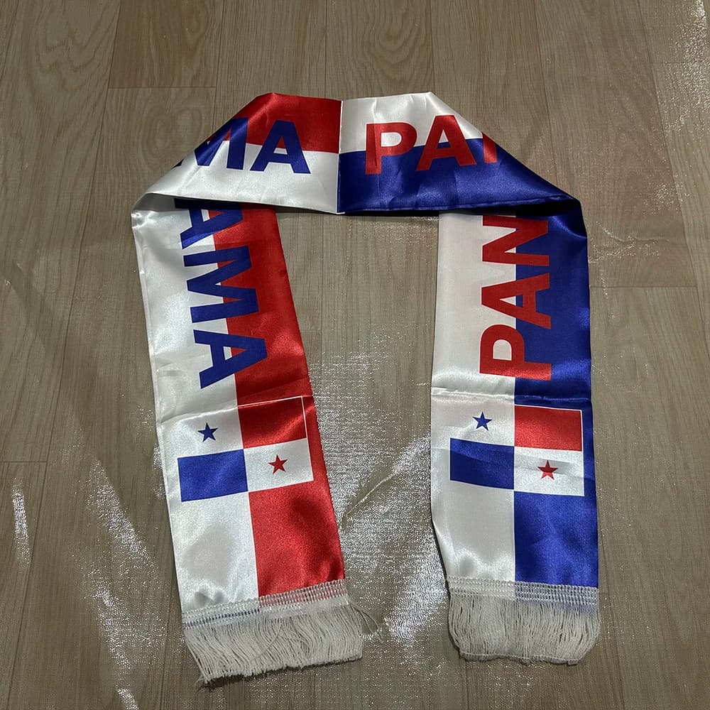 Panama Scarf 14x135cm Double-sided Printed Panama Flag Satin Scarf Suitable for 2026 world cup Sports Events