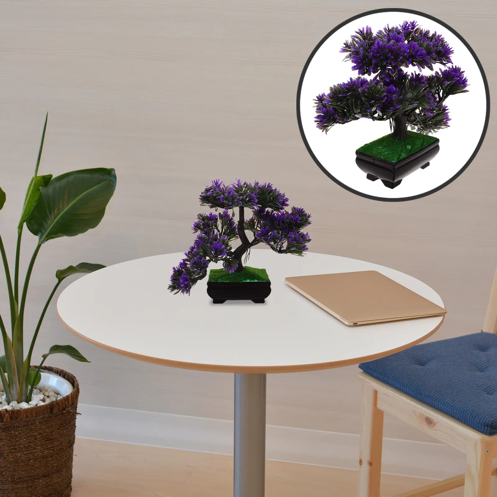 Purple Artificial Pine Bonsai for Welcome Guests, Mini Simulated Tree for Home Decoration, Office, Desk, Interior Plants