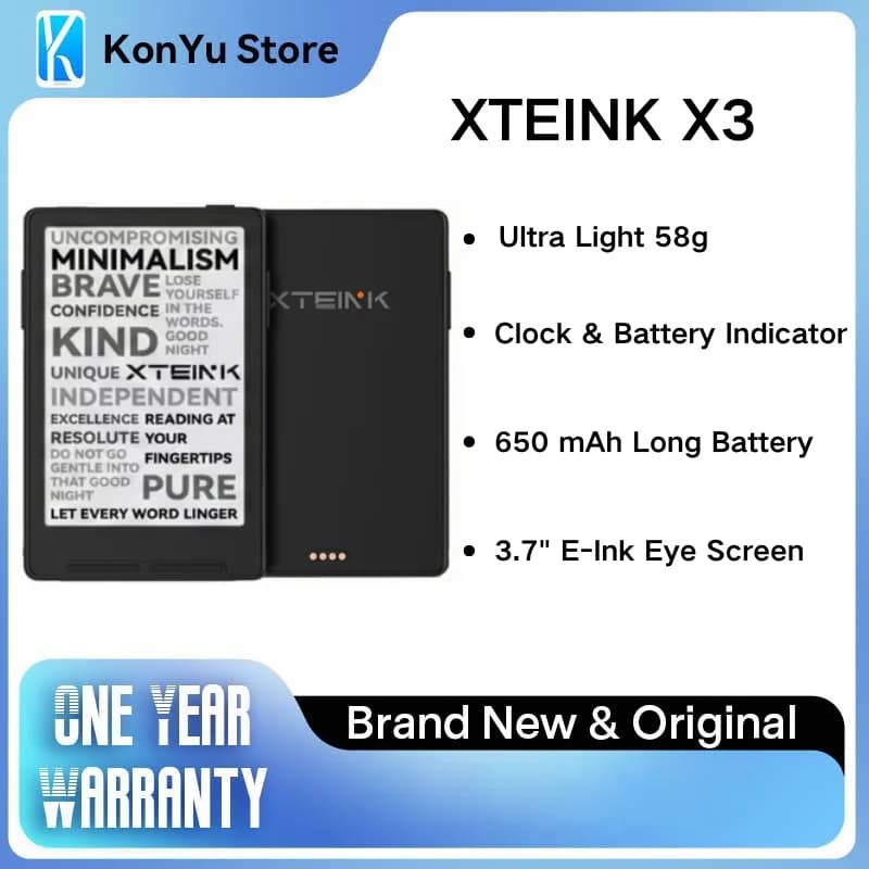 XTEINK X3 Global E-Reader 3.7" Support CrossPoint Firmware Ultra Light Magnetic Attach to Phone Gyroscope Turn Page Pocket eBook