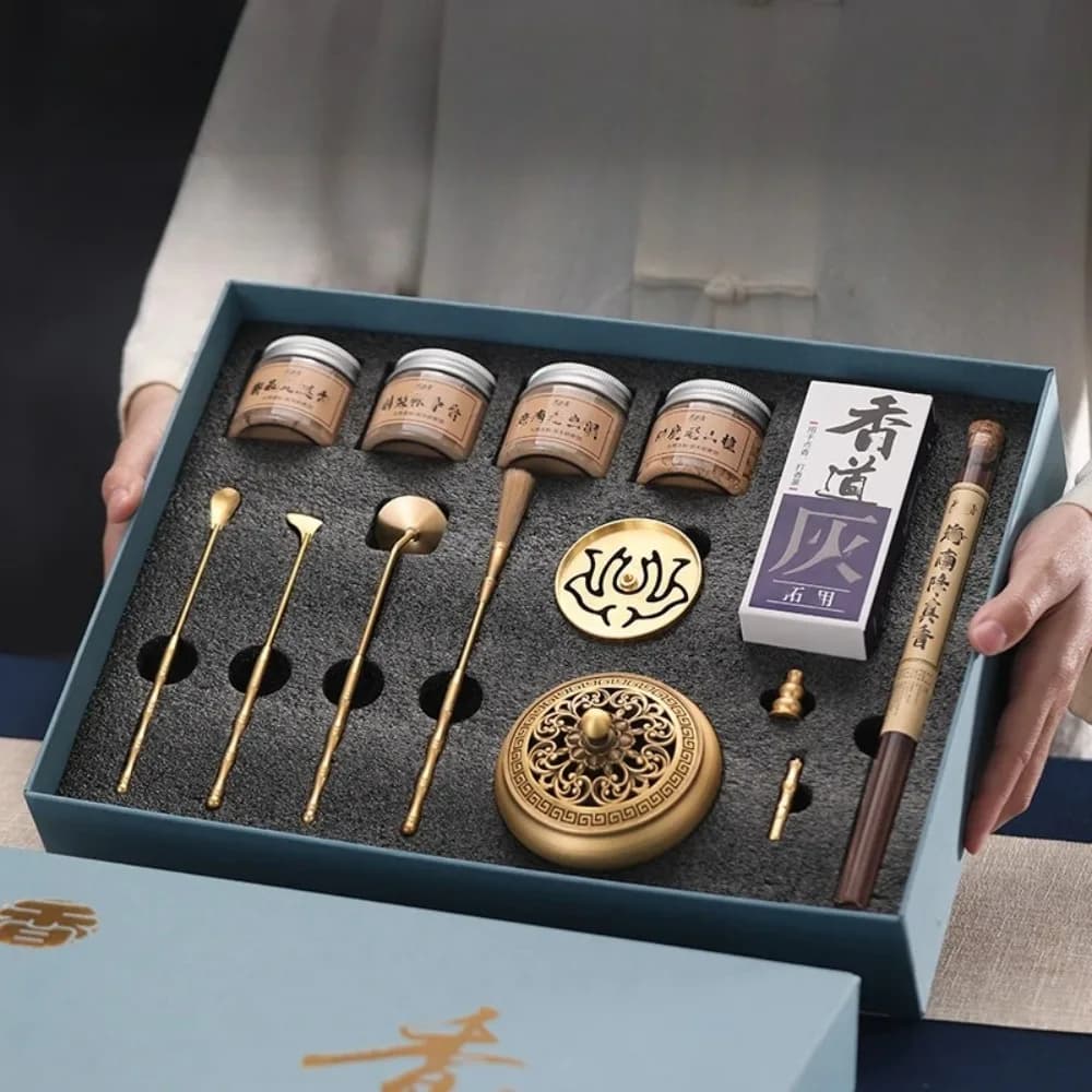 Set regalo di incenso da 1 set, bruciatore di rame, diffusore di aromaterapia, meditazione, yoga, rilassamento, decorazioni per la casa, regalo spirituale