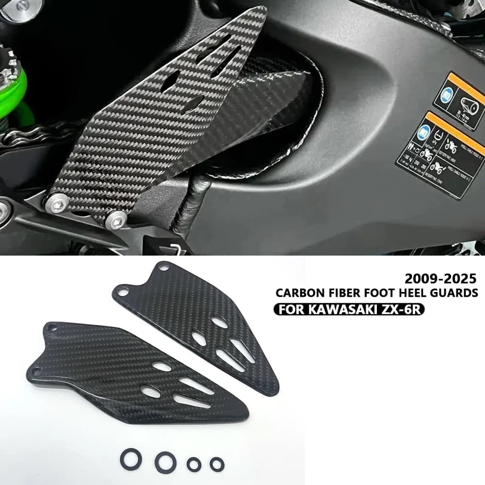 Per KAWASAKI ZX6R ZX-6R 636 In Fibra di Carbonio Posteriore Del Piede Tallone Guardie Accessori Moto Poggiapiedi Ali Protector 2009-2025