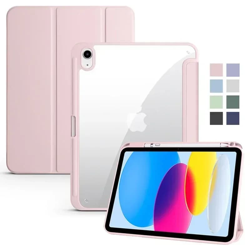 IPad 10th Generation Case with Pen Door, Cover Rigida Trifold with Retro Transparent in Acrylic for iPad 10.2 9.7 Air 5 11 iPad 10 9 11a Generation A16