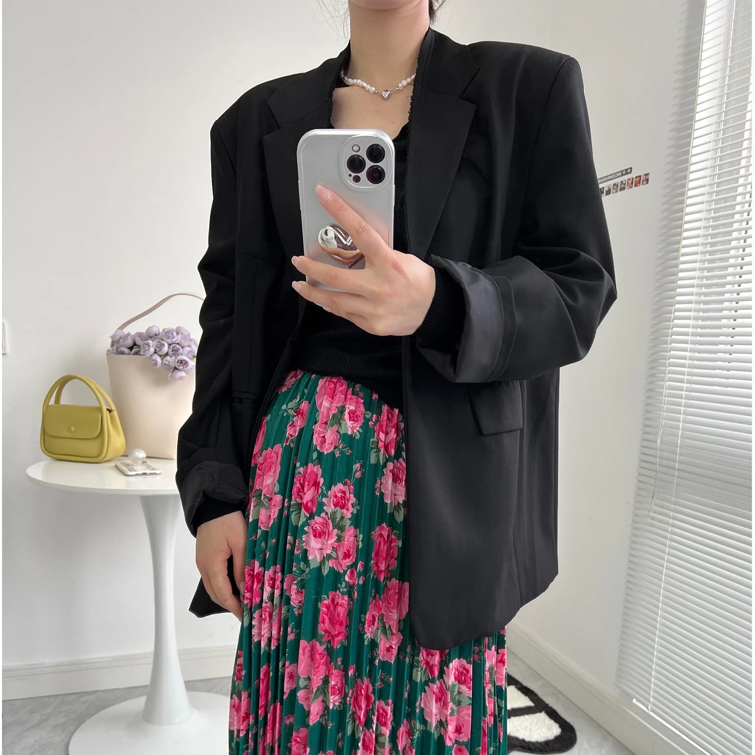 Spring Autumn New Style Women's Loose Long Sleeve Black Jacket Commute Top Fashionable Compact Size Friendly Design