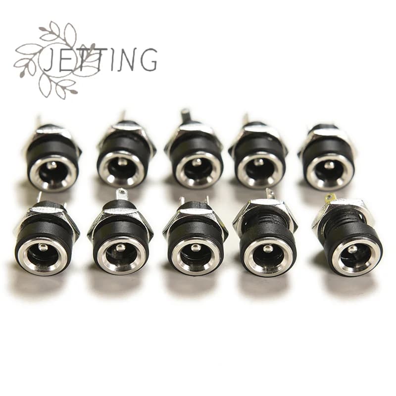 (SMTGDP11) Connettore Femmina per Alimentazione DC a 2 Pin, 5.5 x 2.1mm, Adattatore da Pannello, 2 Tipi di Terminali, 3A 12V - Confezione da 10 Pezzi