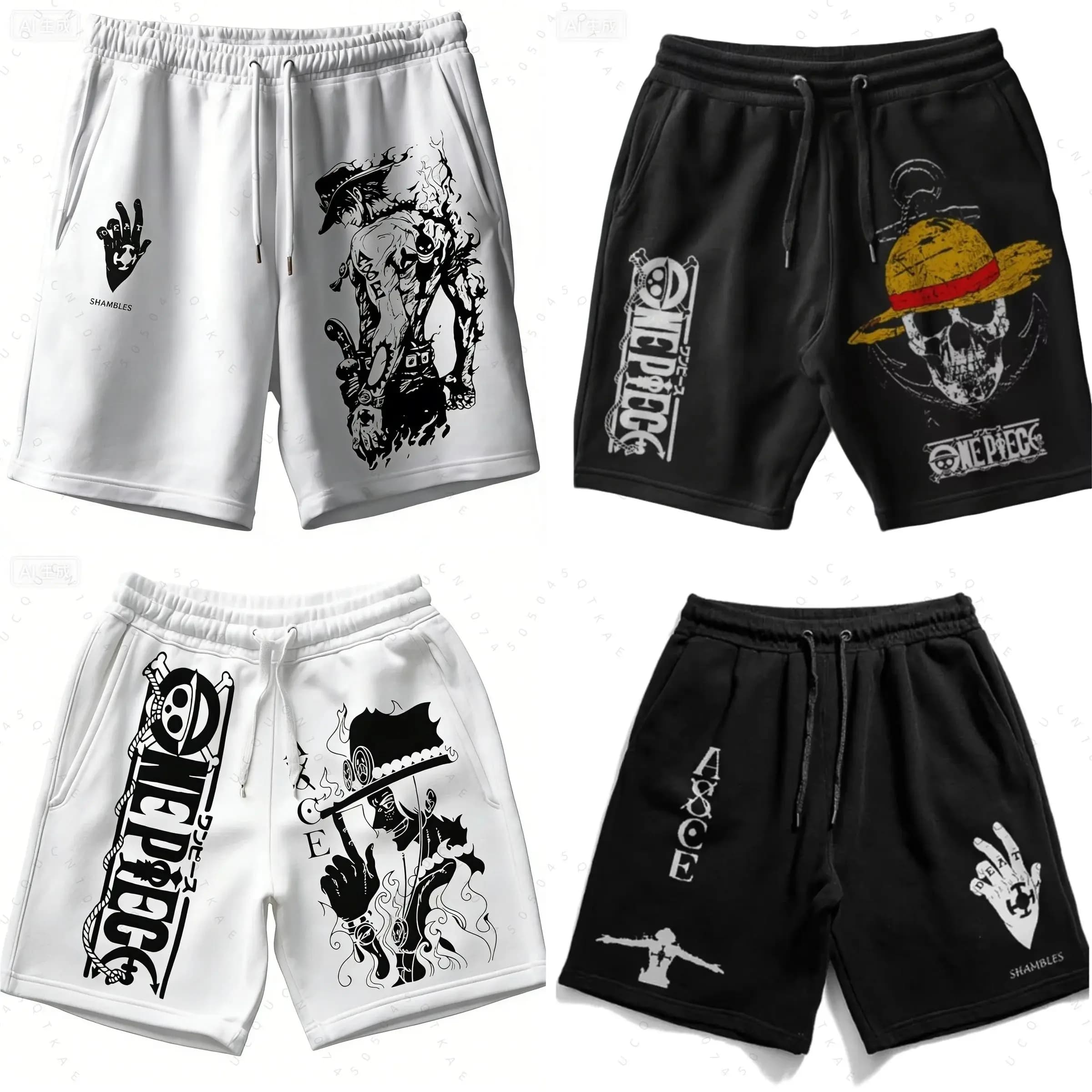 Pantaloncini stampati One Piece 2026 da uomo, estivi, traspiranti e comodi per sport quotidiani, spiaggia e basket