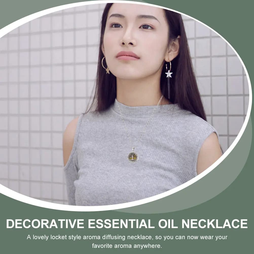2 Pieces Delicate Necklace for Aromatherapy, Essential Oil Diffuser Pendant, Stainless Steel Decorative, Portable