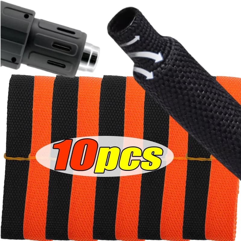 1-10 Pezzi Guaine Isolanti per Cavi Auto, Tubi Termorestringenti Neri Intrecciati, Organizzatori di Cavi Ignifughi, Protezione per Avvolgimento Fili