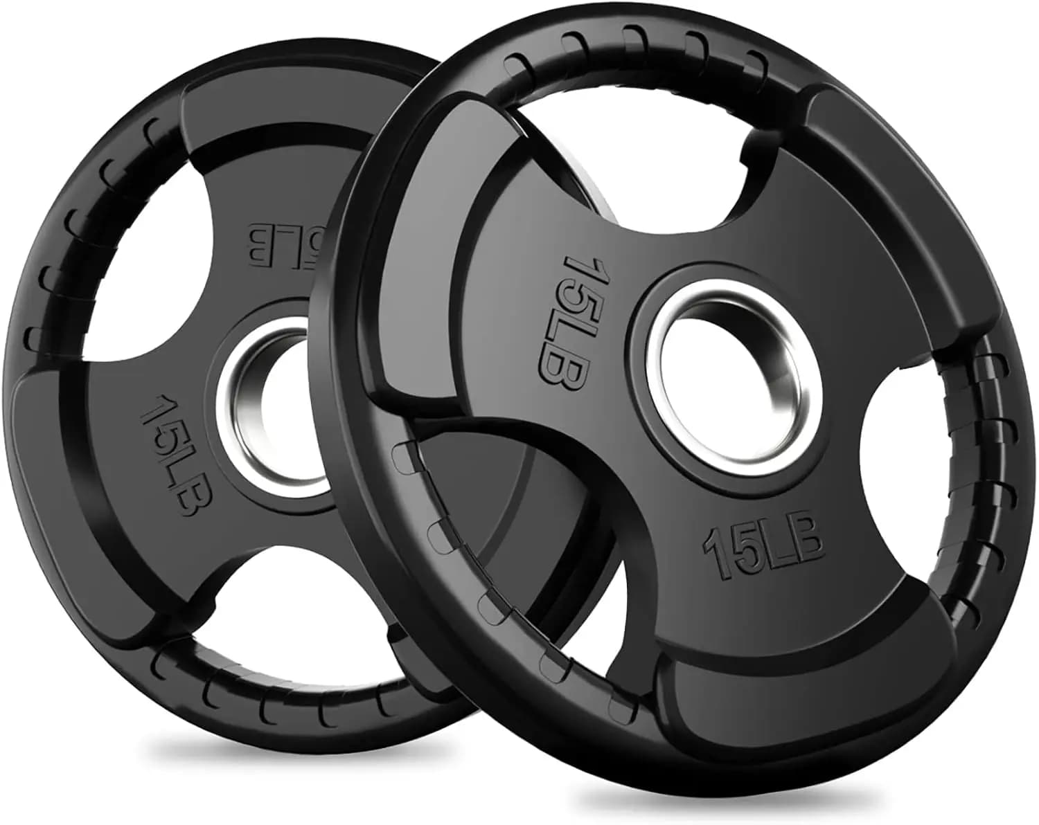 Piastre con impugnatura in gomma per bilanciere, piastre per pesi da 2 pollici per sollevamento pesi e allenamento della forza in casa e in palestra, 2 x15lb