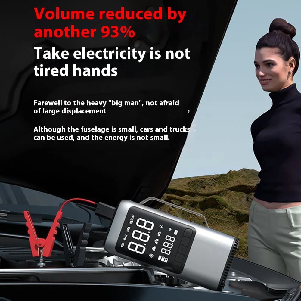 Avviatore d'Emergenza per Auto Tutto-in-Uno 10000mAh con Power Bank, Compressore d'Aria, Aspirapolvere e Caricabatterie d'Emergenza per Veicoli
