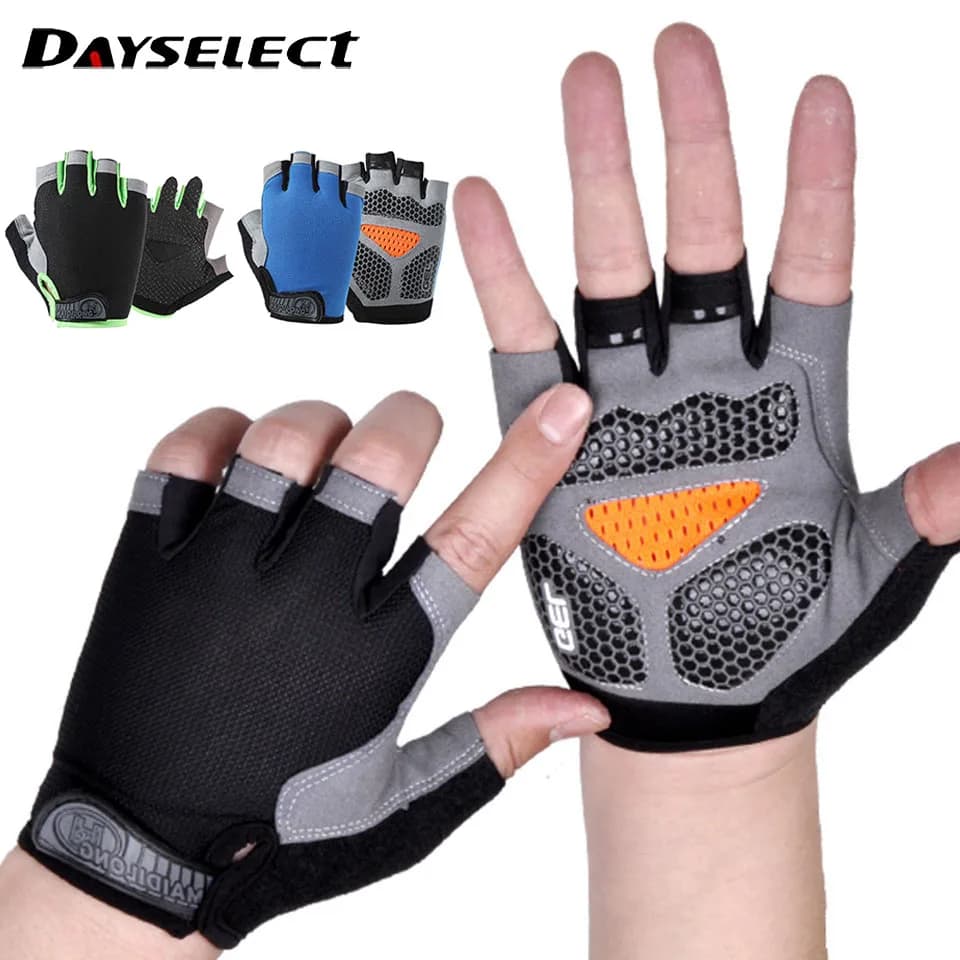 1 pair of half-tip sports gloves for weight lifting, gym, breathable, shockproof, anti-slip, for outdoor cycling, mountaineering, unisex