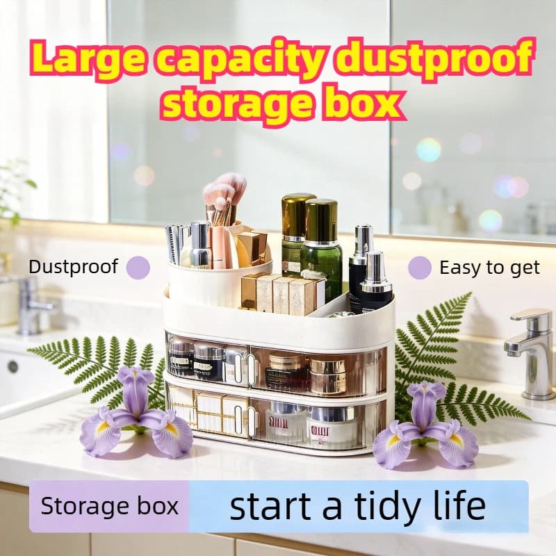 Rotatable Makeup and Cosmetics Organizer Desk Organizer Box Bathroom Storage Jewelry Nail Polish Makeup Sundries Drawer Storage