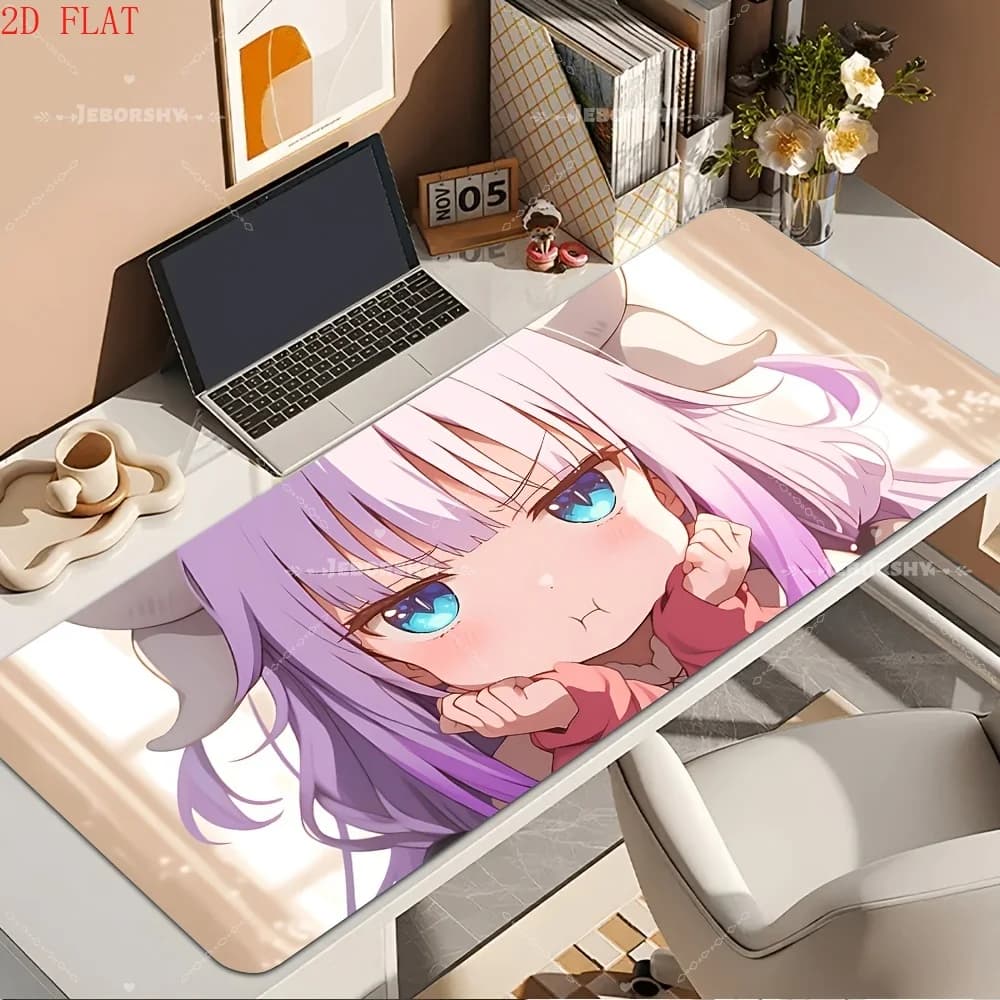 Kanna Kamui Anime Desk Mat, Large Gaming Mouse Pad with Cute Dragon Girl Design, Non-slip Base for Fans