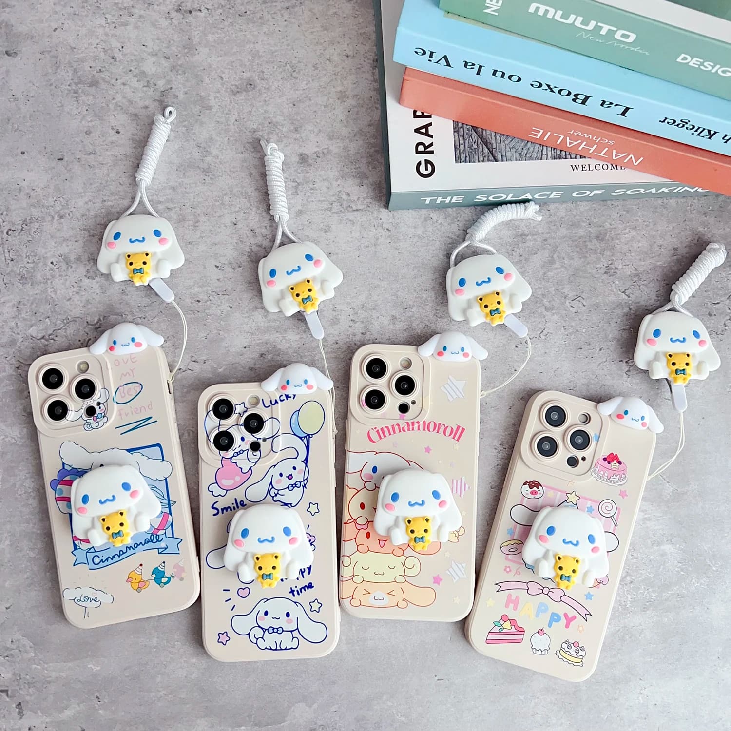 Per iPhone 17 16 15 14 13 12 11 XR Xs 8 7 6 Pro Max mini Plus e Balloon Cinnamoroll Custodia con Cordino di Supporto