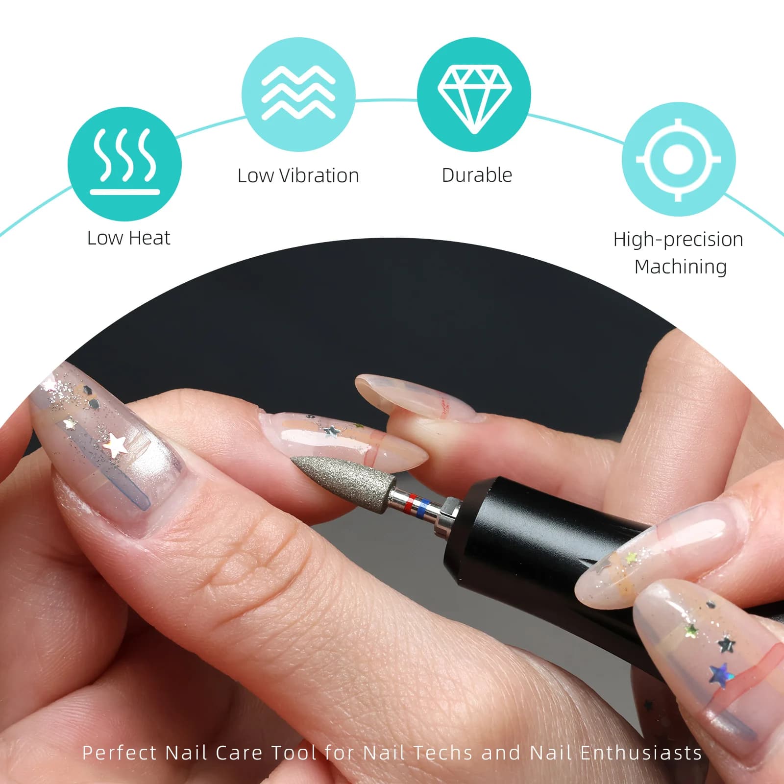 HYTOOS 4.5mm Large Cone Diamond Nail Drill Bits Dead Skin Cleaner Russian Cuticle Clean Prep Tool for Manicure Technician