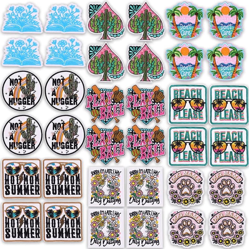 5 Pezzi Toppe Ricamate a Tema Palla da Gioco per Abbigliamento, Toppe Termoadesive Estive per Gonne, Jeans, Cowboy e Cowgirl, Decorazioni da Applicare con Ferro da Stiro