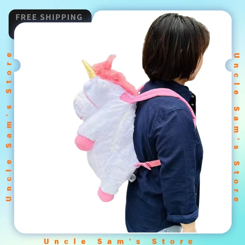 Despicable Me Minions Evil Unicorn Plush Backpack Doll Adjustable Shoulder Straps Soft Hugging Pillow Cute Birthday Gift Girls