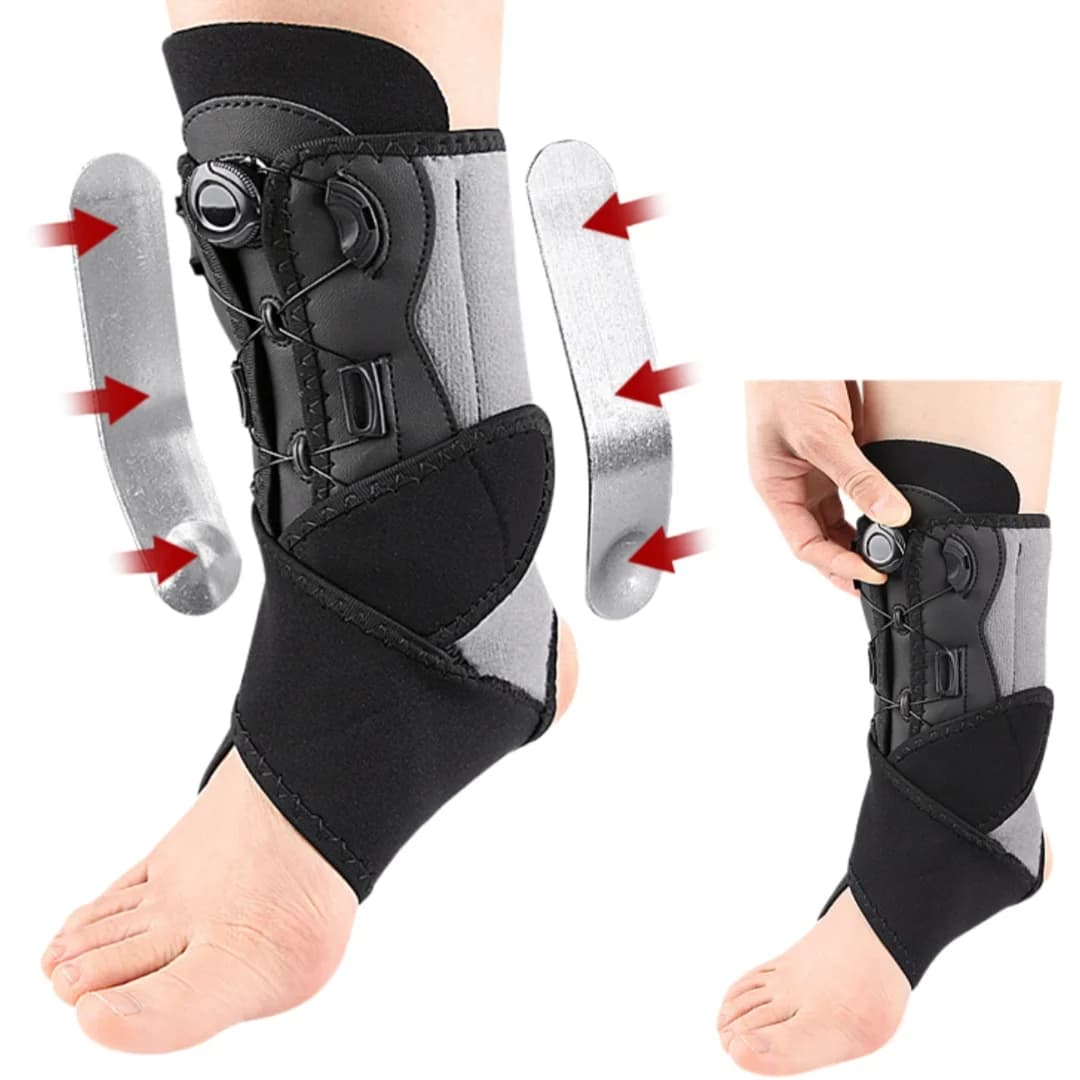 Manopola regolabile Compressione Supporto per caviglia Tutore per caviglia Doppia piastra in alluminio Supporto per piede Tutore per stecca Protezione per manica alla caviglia