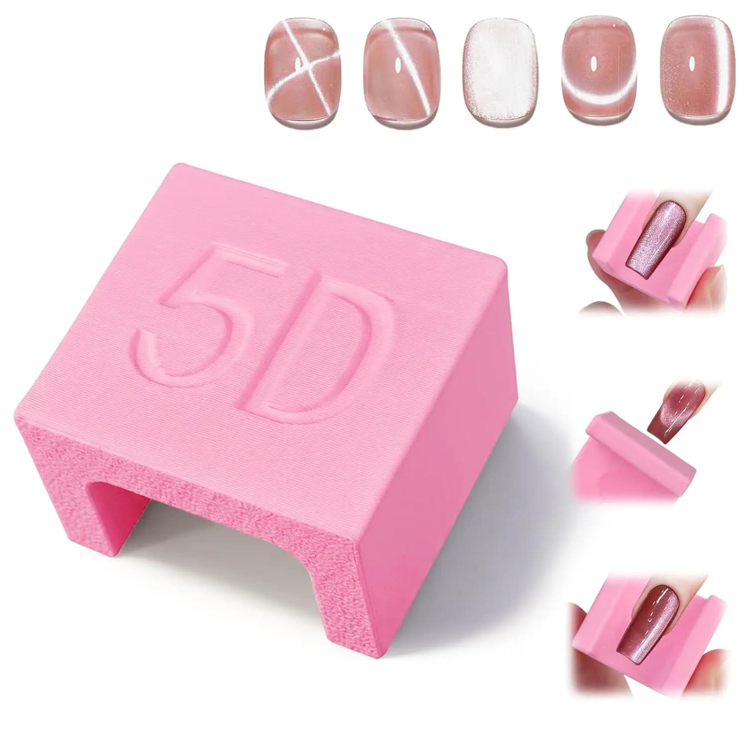 YIKOOLIN Magnete per Unghie 5D a Occhio di Gatto a Forma di Blocco, Supporto Magnetico per Smalto Gel, Strumento Facile per Nail Art 3D per Effetti Luminosi Francesi