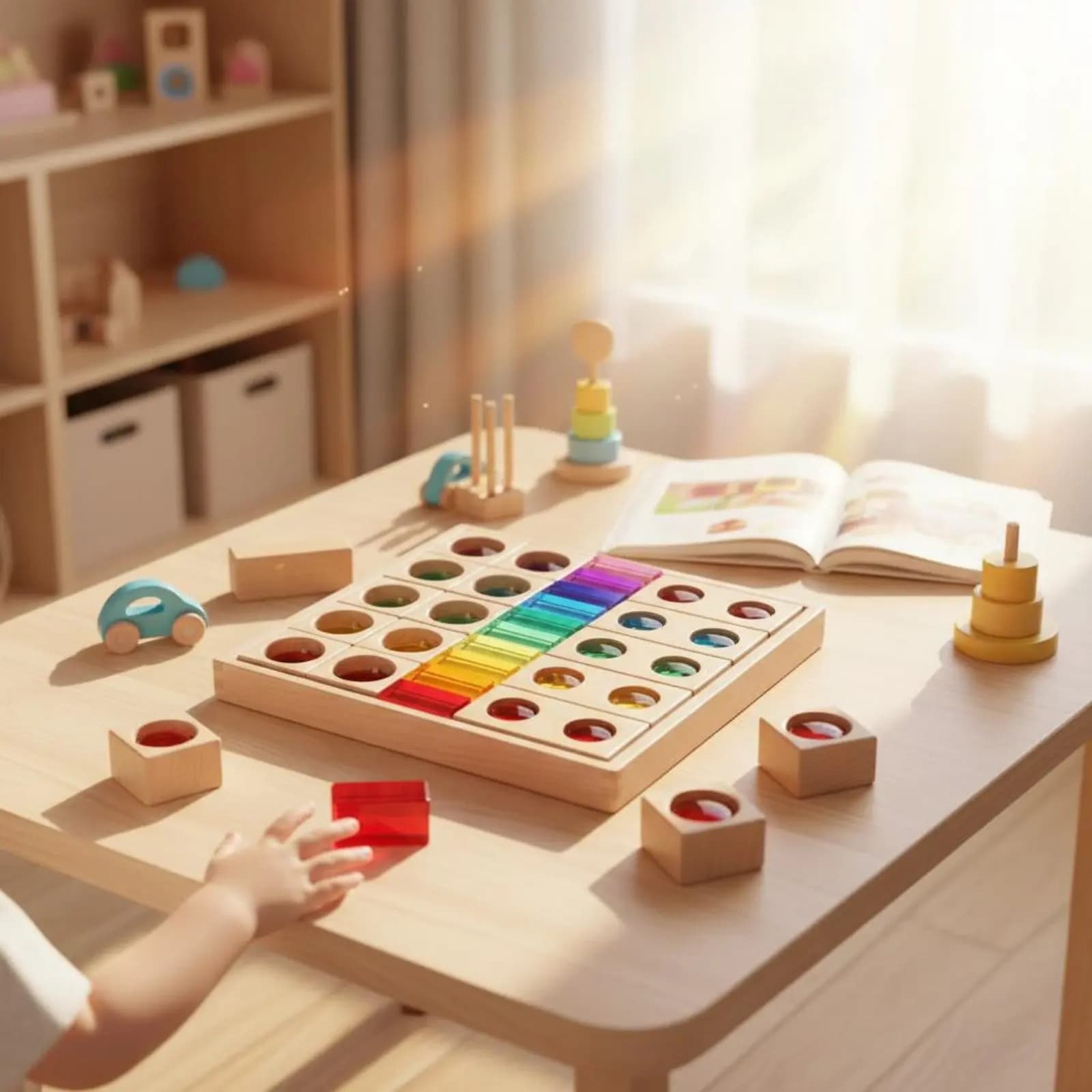 Blocchi Arcobaleno Semi-Trasparenti, Cubi di Cristallo Acrilico Educativi, Cubi di Cristallo Acrilico Impilabili, Blocchi Luminosi da Tavolo