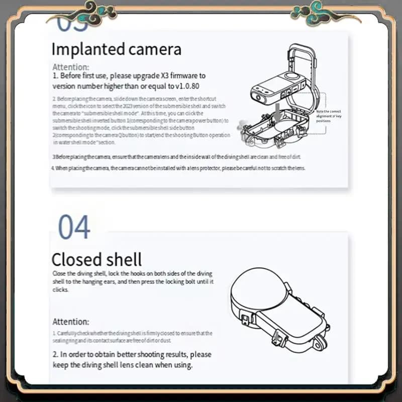 Reliable action camera waterproof housing for Insta360x4 Fully invisible underwater housing 360 degree 50M waterproof protective housing