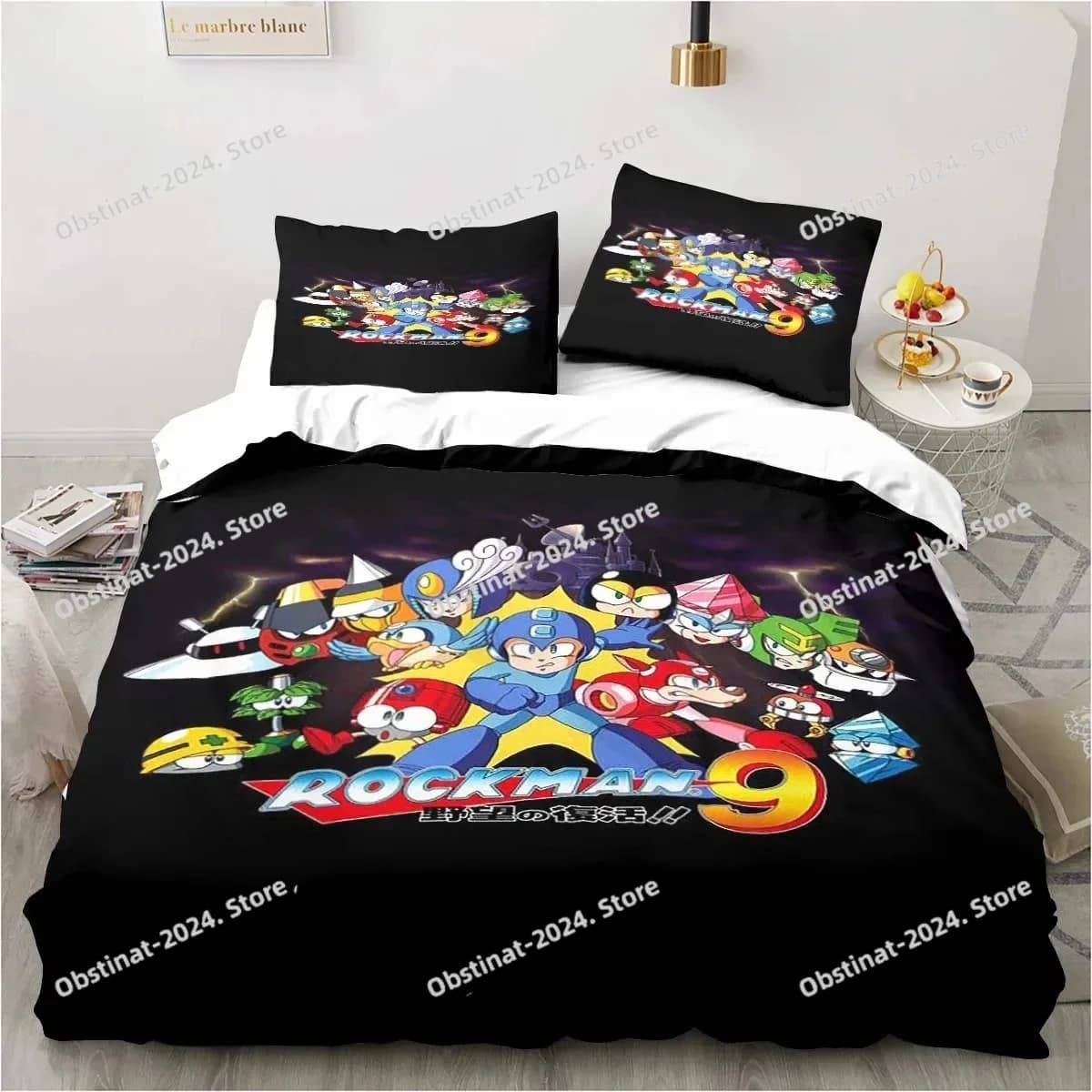 Set biancheria da letto 3D Mega Man X Dive, set letto stampato Rock Man Copripiumino Lenzuolo Federa Letto Copripiumino morbido Full Queen King Size