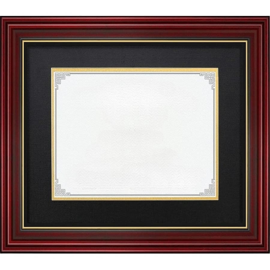 11x14 Diploma Frame with Passepartout or 15x18 Without Passepartout, Wall Frame in True Wood with Tempered Glass Red Cherry
