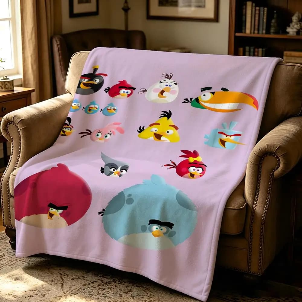 game A-Angry Birds-S Throw Thick Comfort Flannel Quilt, Multi-scene Use Indoor Outdoor Daily Nap